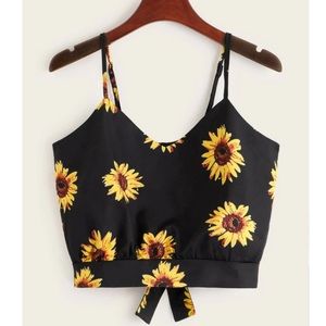 Sunflower Print Crop Top, Size L